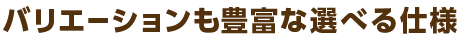 バリエーションも豊富な選べる仕様